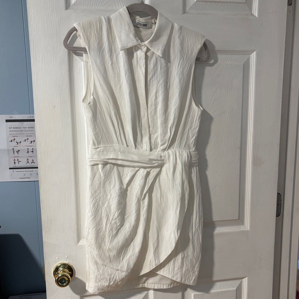 DO+BE White Sleeveless Faux Crossover Mini Dress with Lining (fits like a S)